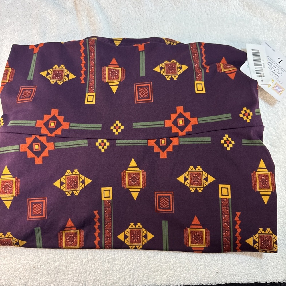 lularoe maxi skirt‎ Large Loose Dark Purple W/ Mustard Beautiful Fall Colors NWT